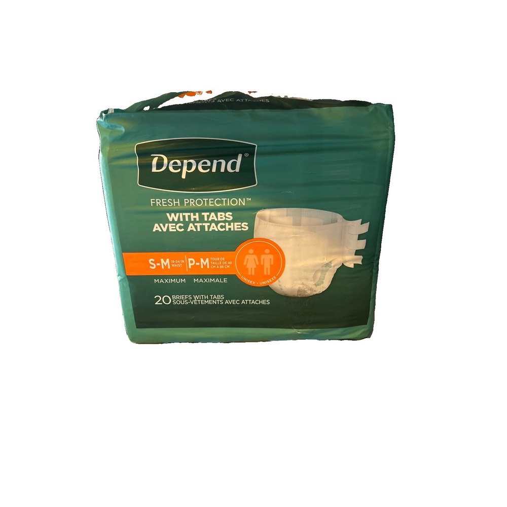 Depend Protection with Tabs 20 Pack Unisex Underwear Small/Medium New
